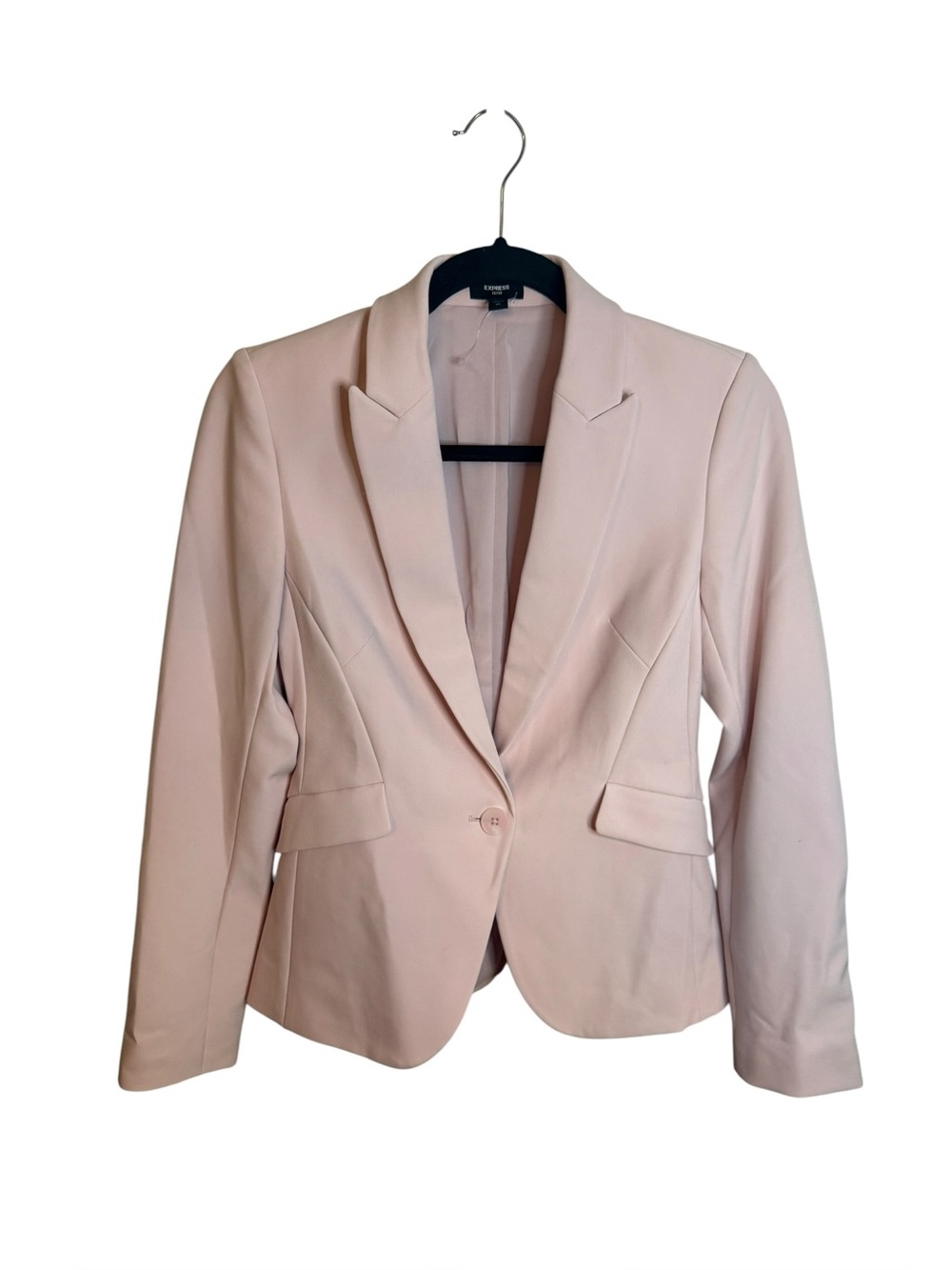 Express Baby Pink Editor Single Button Blazer